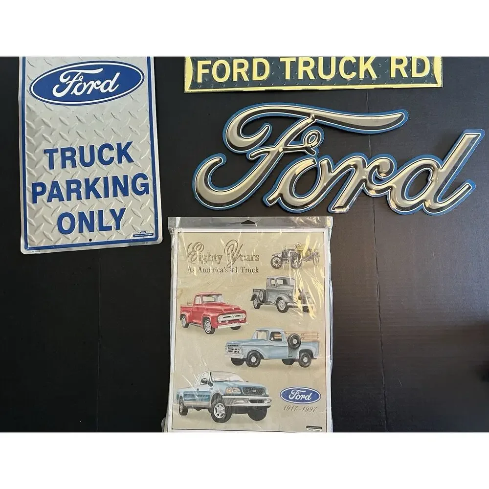 Ford Official Licensed Metal Sign Lot Of 4 Garage Man Cave Wall Decor Truck